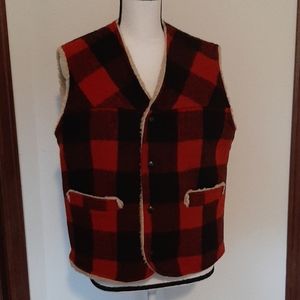 Vintage Sherpa Lined Wool Vest Medium